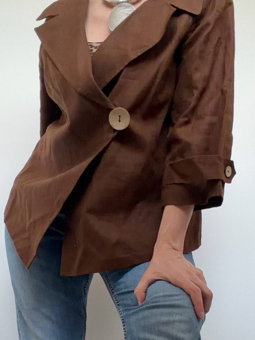 Anne Klein Brown Lightweight 100% Linen Jacket - Picture 2 of 9